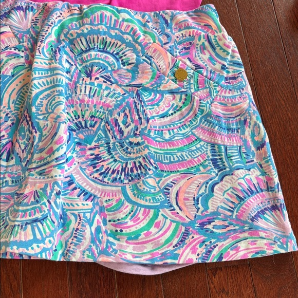 Lilly Pulitzer Happy As a Clam Madison Skort w/ Gold Buttons L skirt pickleball - Picture 3 of 8